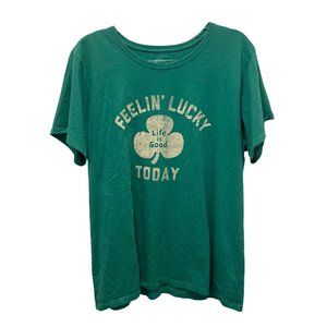Life is Good Green Feelin Lucky Crusher Tee Tshirt Mens Size XXL